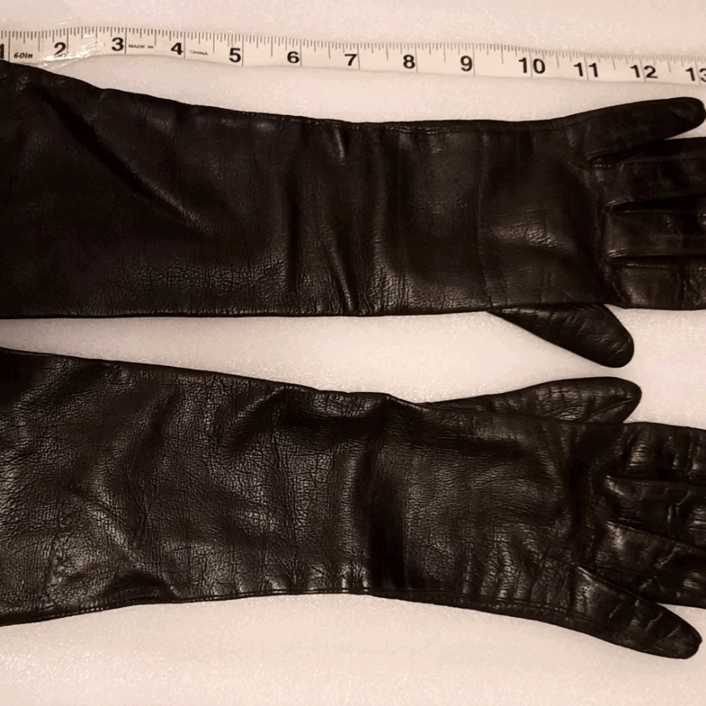 Vintage Brown Leather Evening Gloves